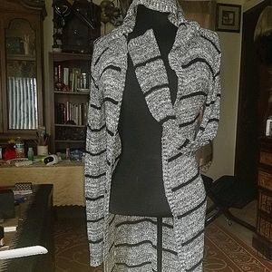Hooded cardigan sweater duster